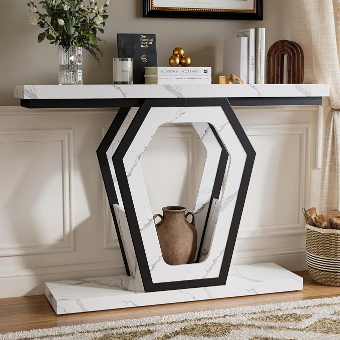 FUSUNBAO 47.3" Console Table, Openwork Bracket Sofa Table, Wood Narrow Entryway - Image 7