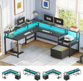 SEDETA 66" L Shaped Desk with Power Outlet, Reversible Home Office Computer by SEDETA
