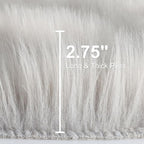 duduta Gray Faux Sheepskin Chair Seat Covers, Fluffy Shag Fur Throw Rugs Room - Image 2