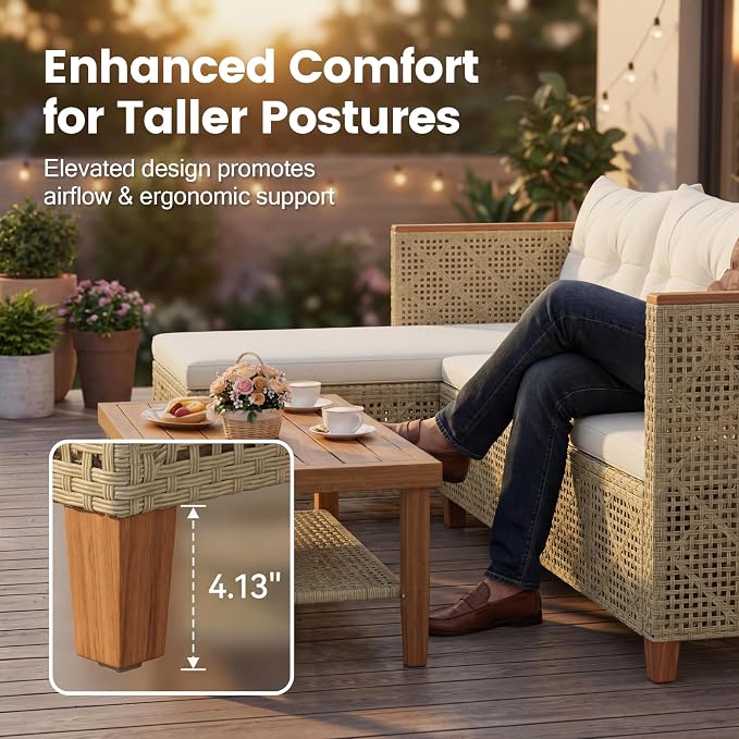 Devoko Wicker Patio Furniture Set, 3 Pieces Outdoor Sofa - Image 4