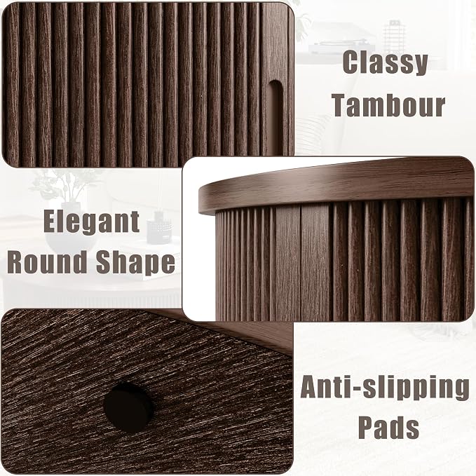 LINSY HOME Oval Coffee Table, Wood Coffee Table - Image 7