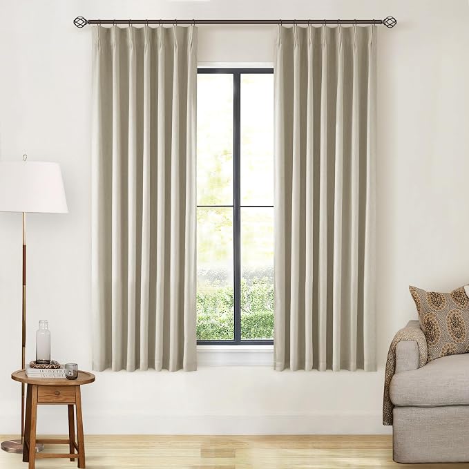Burlywood Birch 63 Inch Blackout Pleated Linen Curtains - Image 9