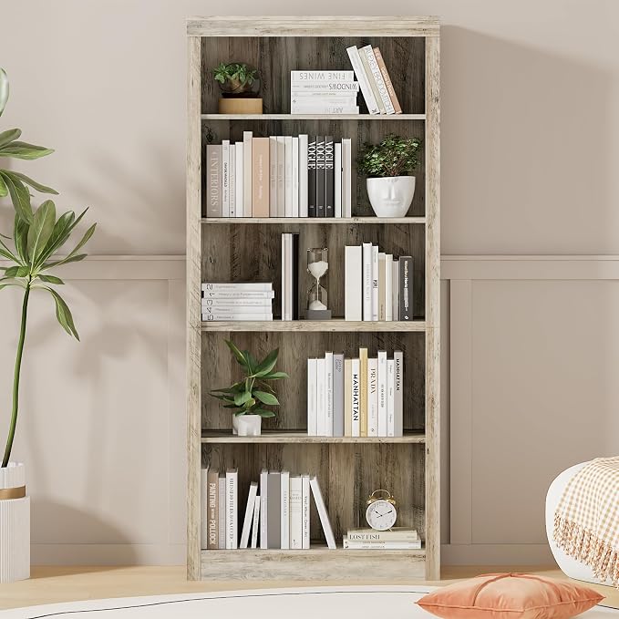 GarveeHome 71 in Tall Bookcase, Wooden Bookshelf - Image 5