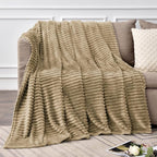 BEDELITE 3D Ribbed Jacquard Brown Fleece Twin Blanket - Image 2