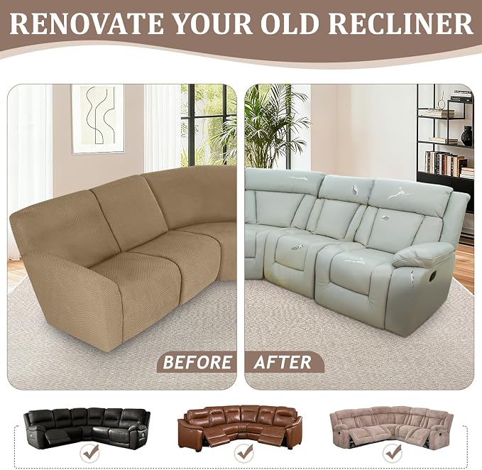 ALIECOM 100% Waterproof Recliner Sectional Couch Covers L Shape Stretch Corner - Image 7