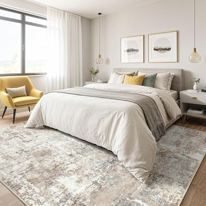 LOONGRUG 7x10 Area Rug Washable Large Neutral Modern Living Room Rugs | - Image 4