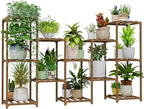 Bamworld Large Plant Shelf Outdoor Wood Plant Stand Large Rack by Bamworld