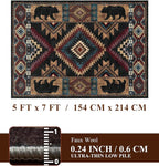 Rustic Cabin Area Rug for Bedroom 5x7, Machine Washable Lodge Bear Rug - Image 2