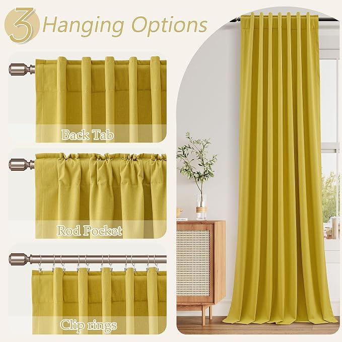 100% Blackout Curtains 84 Inch Length 2 Panels Set - Image 4