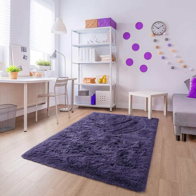 9x12 Extra Large Taro Purple Fluffy Area Rug Non-Slip - Image 7