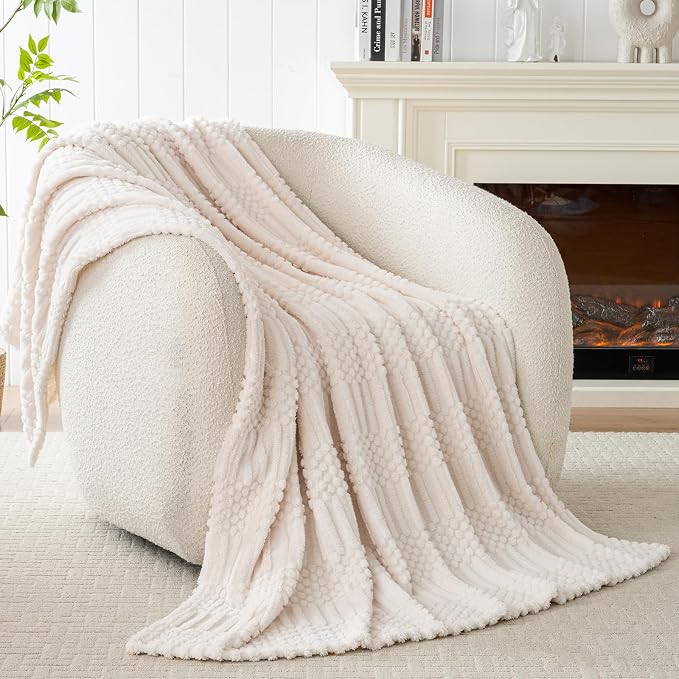 60x80 Inch Beige Twin Blanket - Image 7