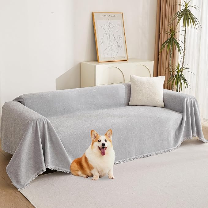 MYSKY HOME Couch Cover for Pets Light Grey Couch Covers for 2 Cushion Couch by MYSKYHOME