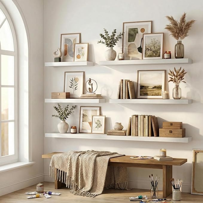12 inch Deep Floating Shelves for Wall, 72 inch Wide Engineered Wood Wall - Image 7