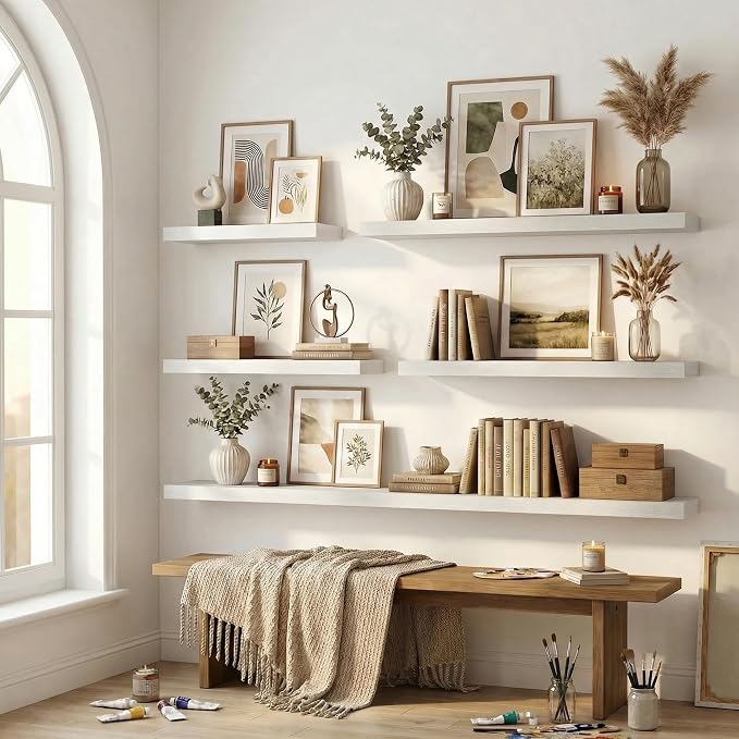 12 inch Deep Floating Shelves for Wall, 48 inch Wide Engineered Wood Wall - Image 7