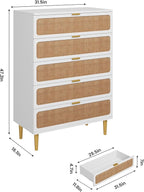 GarveeHome Rattan 5 Drawer Dressers - Image 2