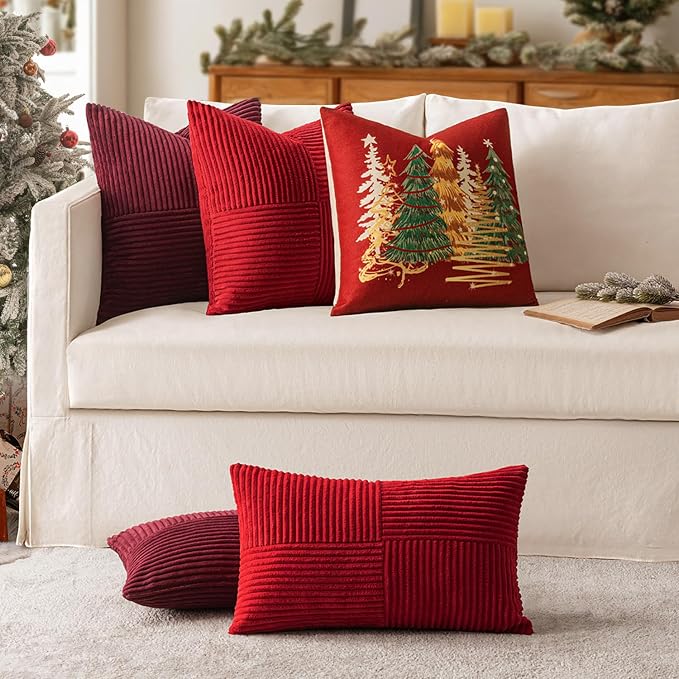 MIULEE Christmas Red Decorative Throw Pillow Covers - Image 5