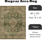 8x10 Green Retro Floral Washable Area Rug - Image 2