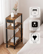 TUTOTAK Narrow Side Table with Charging Station, Small End Table with USB Ports - Image 6