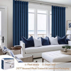 Navy Extra Long Light Filtering Sheer Curtains 108 Inches Long - Image 5