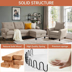 2PCS Sectional Sofa Set with Ottoman, Modern Linen 4 Seater Couch Set with Side - Image 4