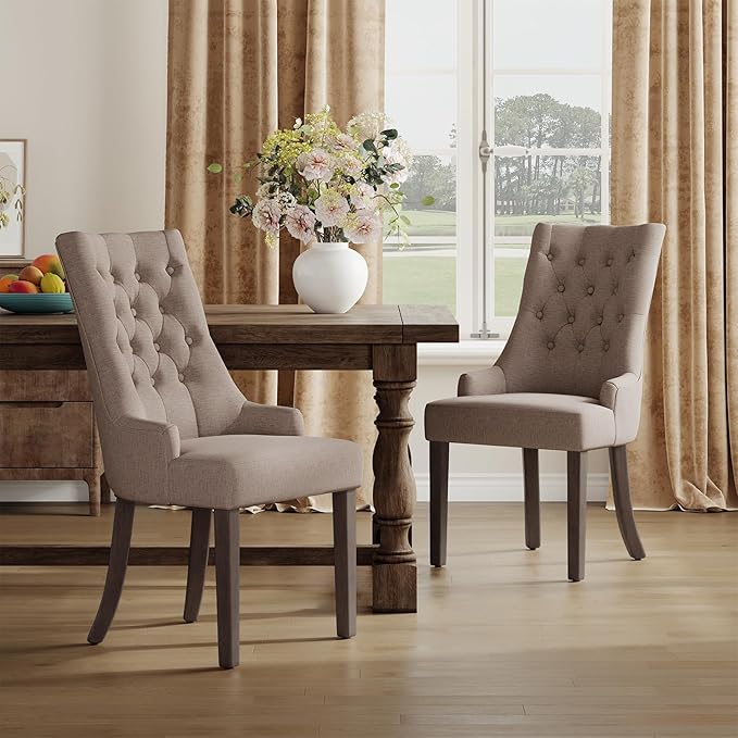 COLAMY Fabric Side Dining Chairs Set of 6, Wingback Upholstered Dining Room - Image 8