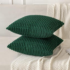 MIULEE Corduroy Decorative Throw Pillow Covers 18x18 Dark Green Pack of 2 | - Image 3