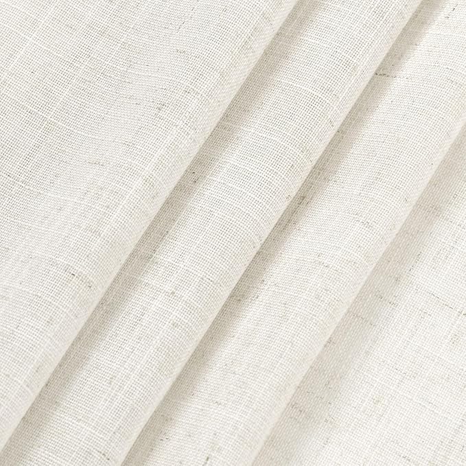 Cream White Linen Curtains 72 Inch Length 2 Panels Set - Image 6