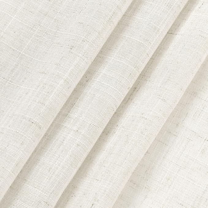 Cream Linen Textured Curtains 45 Inch Length Light Filtering Semi Sheer Short - Image 6