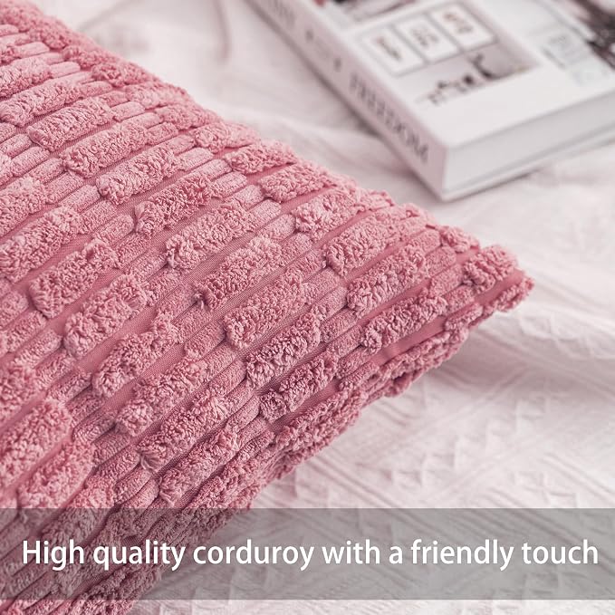 Aegero Pack of 2 Corduroy Decorative Throw Pillow Covers 20x20 Inch - Image 2