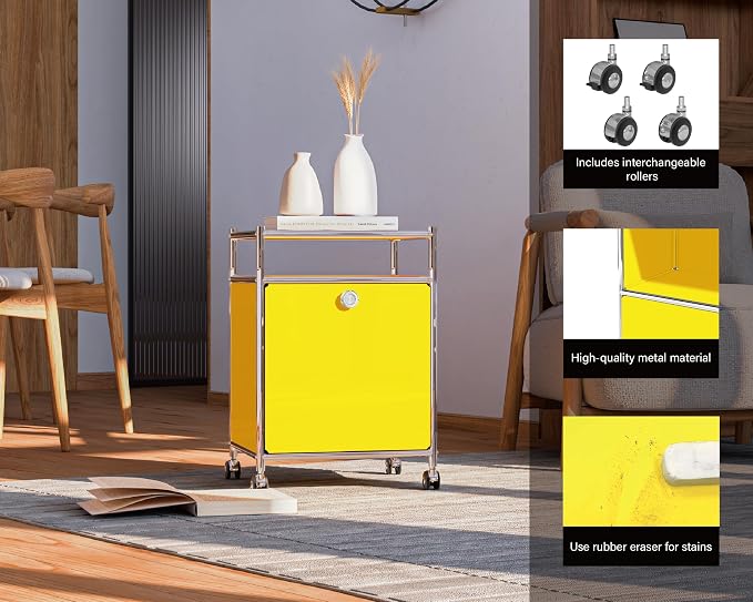 Matte Storage Cart with Flap Door, Large Capacity Storage Cart with Detachable - Image 4