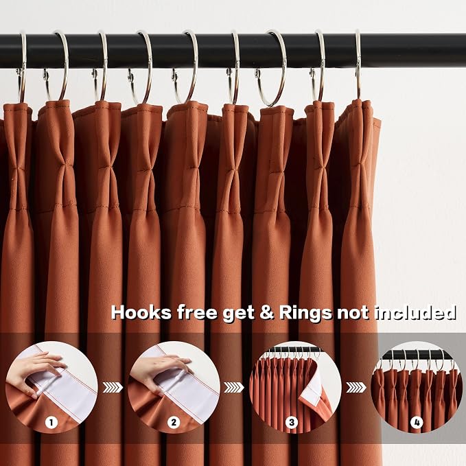 Antique Copper Burnt Orange Pinch Pleated Blackout Curtains - Image 2