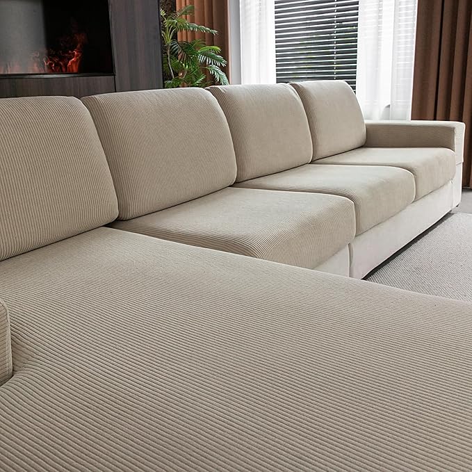 OHSIO Sectional Couch Covers, Wear Resistant Stretch Sofa Covers Washable Soft by OHSIO