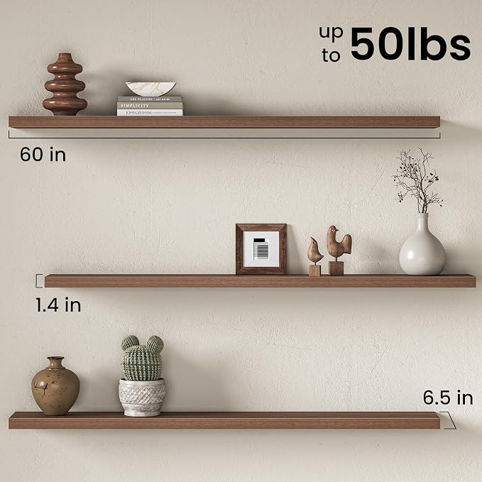 Fun Memories 60 Inch Fireplace Mantel Shelf, Deep Floating Shelves - Image 3