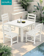 SERWALL Outdoor Dining Set for 4, HDPE Square Table and Chairs Set All Weather - Image 7