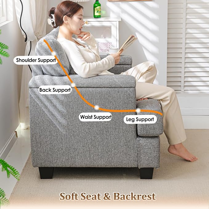 Oversized Accent Chair with Armrest Organizer, Comfy Living Room Chairs with - Image 7