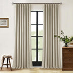 Burlywood Birch Blackout Pleated Linen Curtains 108 Inches Long 2 Panels | by Twodrapes