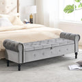Storage Bench for Bedroom, Velvet 67" End of Bed Bench, King Size Benches by HOMYKA