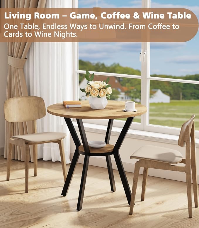 Round Kitchen Tables for 2-4, 31.5" Small Dining Tables - Image 7