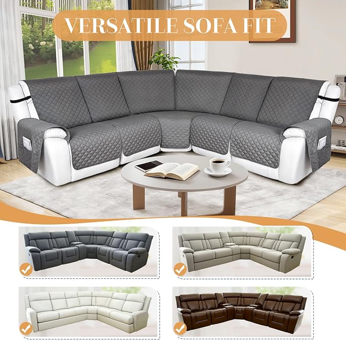 HDCAXKJ 100% Waterproof Reclining Sectional Couch Covers L Shape Recliner Sofa - Image 6