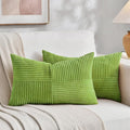Fancy Homi Set of 2 Lime Green Lumbar Decorative Throw Pillow Covers 16x26 Inch by Fancy+Homi