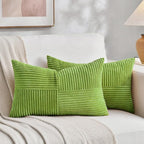 Fancy Homi Set of 2 Lime Green Lumbar Decorative Throw Pillow Covers 16x26 Inch by Fancy+Homi