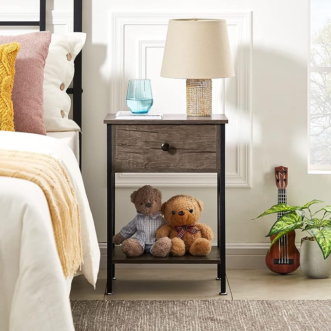 VECELO Nightstands Set of 2, Modern Bedside End Tables, Night Stands - Image 2