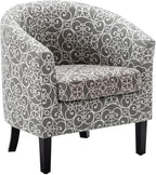 BELLEZE Accent Barrel Chair, Linen Round Chair Club Tub Sofa Corner Chair by BELLEZE