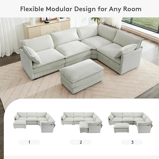ROWHY 113'' Sectional Cloud Couch, 5 Seater Modular Corner L Shape Sofa Big - Image 4