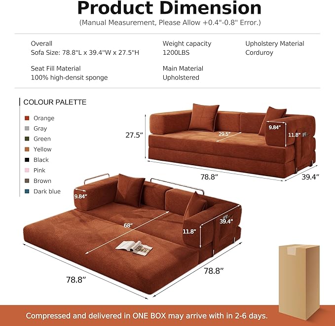 MoonSpeak 78.8''Sleeper Couch Bed - Image 2