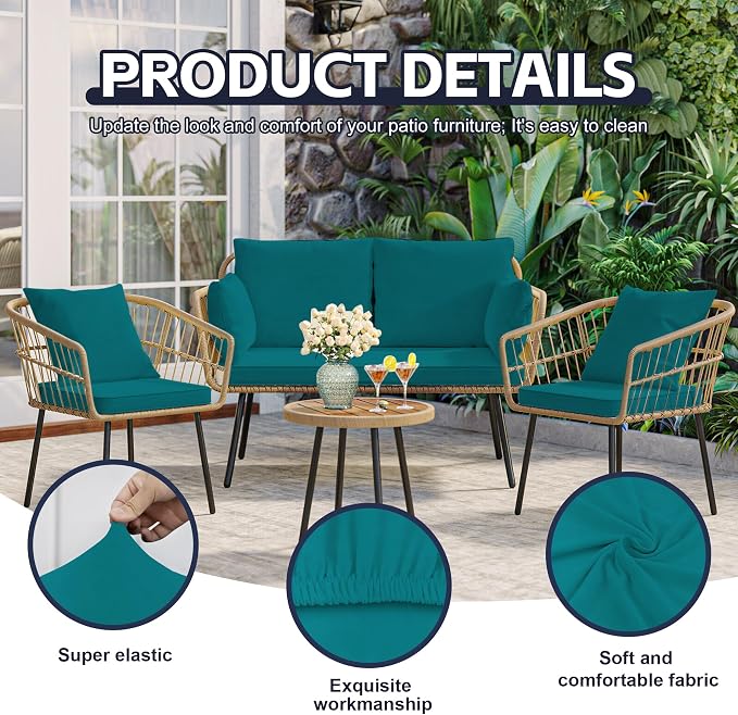 14Pcs Patio Cushion Covers, Outdoor Stretch Cushion Covers, Washable | Stretch - Image 3