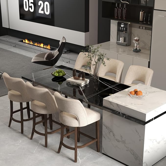VKNOW Bar Stools Set of 2, Upholstered Counter Height Bar Stools, Modern - Image 3