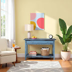 Alaterre Furniture Rustic Cottage Media Console Table, Antique Blue - Image 7