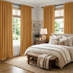 MIULEE Fall 100% Blackout Linen Curtains 42" x 84" Mustard Yellow 2 Panels | - Image 8