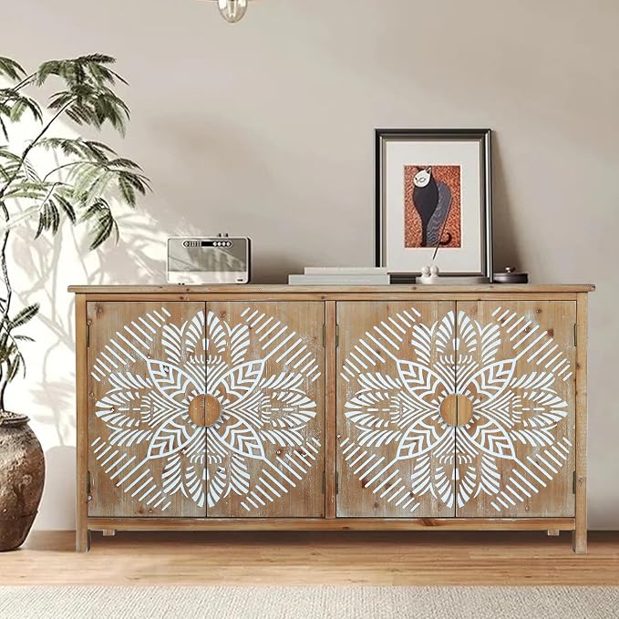 LKTART 60" Sideboard Buffet Cabinet, Vintage Accent Credenza Storage - Image 3